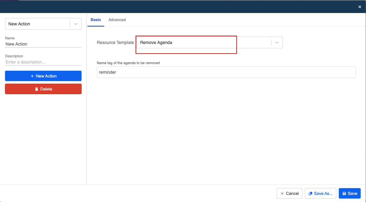 Input Tag to Remove Agenda